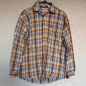 Plaid Cinch Button Up Shirt Men’s M - Blue and Brown